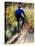 Blurred Action of Recreational Mountain Biker Riding on the Trails-null-Stretched Canvas