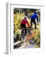 Blurred Action of Recreational Mountain Biker Riding on the Trails-null-Framed Photographic Print