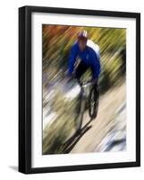 Blurred Action of Recreational Mountain Biker Riding on the Trails-null-Framed Photographic Print