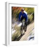 Blurred Action of Recreational Mountain Biker Riding on the Trails-null-Framed Photographic Print