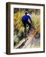 Blurred Action of Recreational Mountain Biker Riding on the Trails-null-Framed Photographic Print