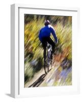 Blurred Action of Recreational Mountain Biker Riding on the Trails-null-Framed Photographic Print