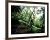 Blurred Action of Recreational Mountain Biker Riding on the Trails-null-Framed Photographic Print