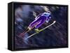 Blurred Action of Ski Jumper Flying Throught the Air-null-Framed Stretched Canvas