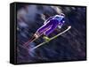 Blurred Action of Ski Jumper Flying Throught the Air-null-Framed Stretched Canvas