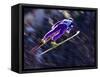 Blurred Action of Ski Jumper Flying Throught the Air-null-Framed Stretched Canvas