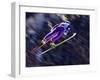 Blurred Action of Ski Jumper Flying Throught the Air-null-Framed Photographic Print