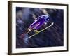 Blurred Action of Ski Jumper Flying Throught the Air-null-Framed Photographic Print