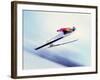 Blurred Action of Sky Jumper Flying Through the Air, Lake Placid, New York, USA-null-Framed Photographic Print