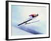 Blurred Action of Sky Jumper Flying Through the Air, Lake Placid, New York, USA-null-Framed Photographic Print