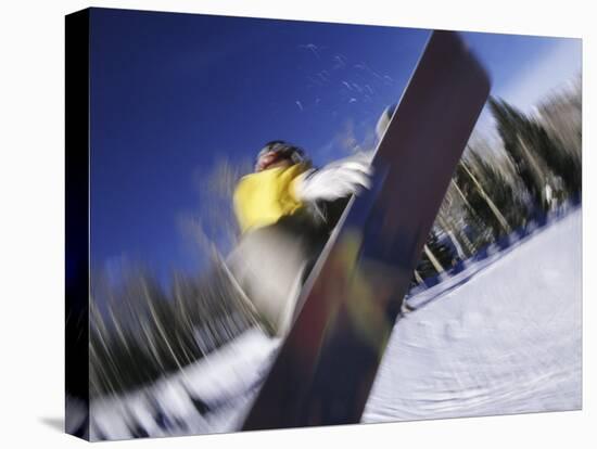 Blurred Action of Snowboarder, Aspen, Colorado, USA-null-Stretched Canvas