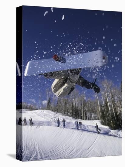 Blurred Action of Snowboarder, Aspen, Colorado, USA-null-Stretched Canvas