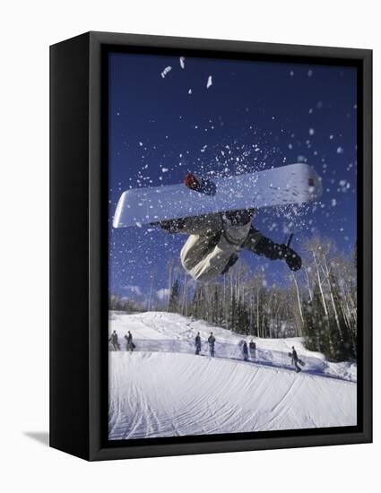 Blurred Action of Snowboarder, Aspen, Colorado, USA-null-Framed Stretched Canvas