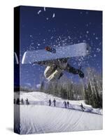 Blurred Action of Snowboarder, Aspen, Colorado, USA-null-Stretched Canvas