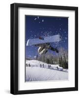 Blurred Action of Snowboarder, Aspen, Colorado, USA-null-Framed Premium Photographic Print