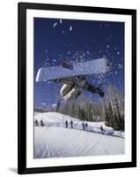 Blurred Action of Snowboarder, Aspen, Colorado, USA-null-Framed Photographic Print