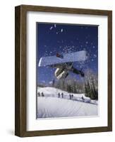 Blurred Action of Snowboarder, Aspen, Colorado, USA-null-Framed Photographic Print