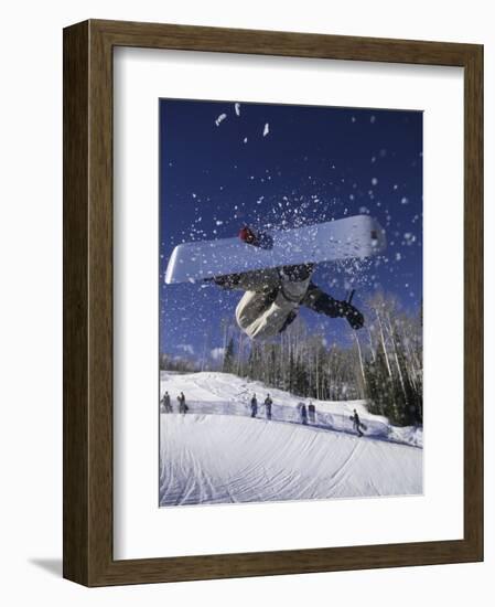 Blurred Action of Snowboarder, Aspen, Colorado, USA-null-Framed Photographic Print