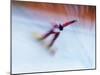 Blurred Action of Snowboarder, Nagano, Japan-null-Mounted Premium Photographic Print