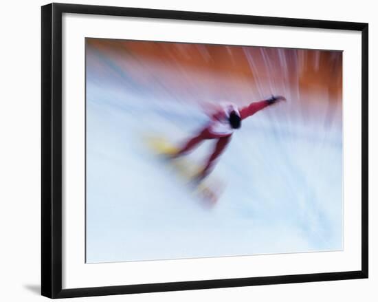 Blurred Action of Snowboarder, Nagano, Japan-null-Framed Photographic Print