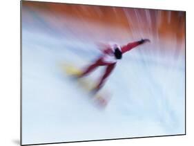 Blurred Action of Snowboarder, Nagano, Japan-null-Mounted Photographic Print