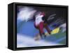 Blurred Action of Snowboarder, Nagano, JPN-null-Framed Stretched Canvas