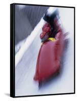 Blurred Action of the Start of 4 Man Bobsled Team, Lake Placid, New York, USA-Chris Trotman-Framed Stretched Canvas