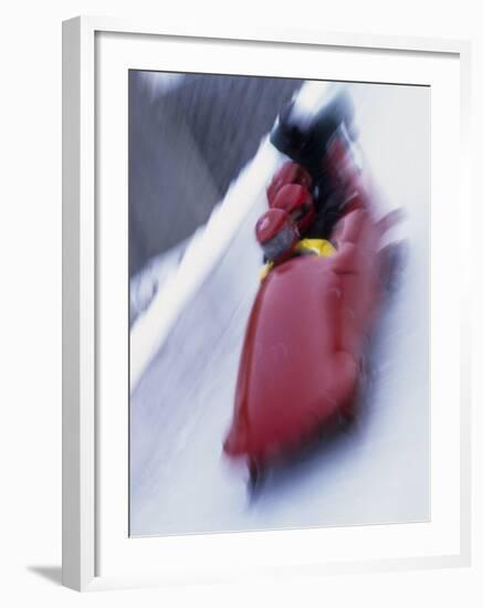 Blurred Action of the Start of 4 Man Bobsled Team, Lake Placid, New York, USA-Chris Trotman-Framed Photographic Print