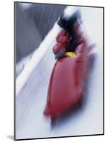 Blurred Action of the Start of 4 Man Bobsled Team, Lake Placid, New York, USA-Chris Trotman-Mounted Photographic Print