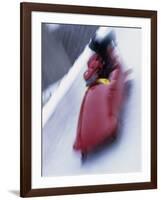 Blurred Action of the Start of 4 Man Bobsled Team, Lake Placid, New York, USA-Chris Trotman-Framed Photographic Print