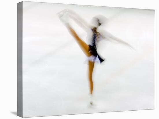 Blurred Action of Woman Figure Skater, Torino, Italy-Chris Trotman-Stretched Canvas