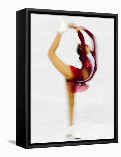 Blurred Action of Woman Figure Skater, Torino, Italy-Chris Trotman-Framed Stretched Canvas