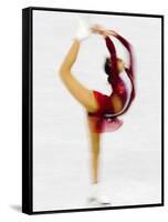 Blurred Action of Woman Figure Skater, Torino, Italy-Chris Trotman-Framed Stretched Canvas