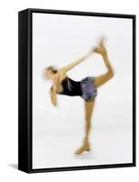 Blurred Action of Woman Figure Skater, Torino, Italy-Chris Trotman-Framed Stretched Canvas