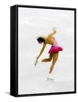 Blurred Action of Woman Figure Skater, Torino, Italy-Chris Trotman-Framed Stretched Canvas