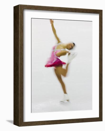 Blurred Action of Woman Figure Skater, Torino, Italy-Chris Trotman-Framed Photographic Print