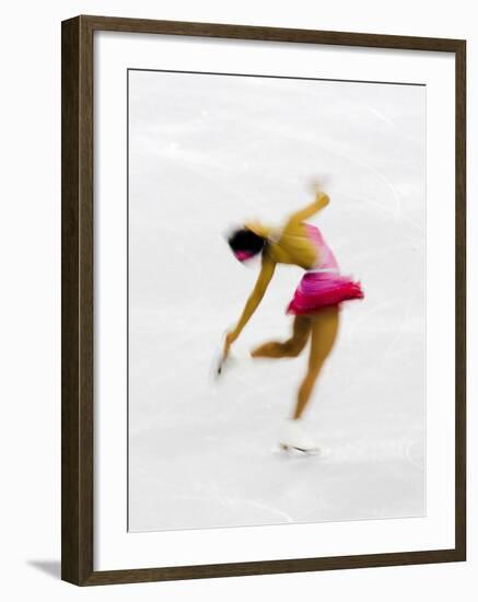 Blurred Action of Woman Figure Skater, Torino, Italy-Chris Trotman-Framed Photographic Print