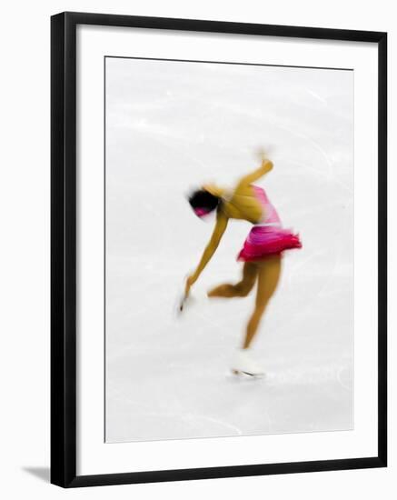 Blurred Action of Woman Figure Skater, Torino, Italy-Chris Trotman-Framed Photographic Print