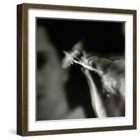 Blurred Image of a Man Aiming a Dart-null-Framed Photographic Print
