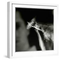 Blurred Image of a Man Aiming a Dart-null-Framed Photographic Print