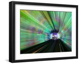 Blurred Motion Light Trails in an Train Tunnel under the Huangpu River Linking the Bund to Pudong, -Gavin Hellier-Framed Photographic Print