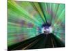 Blurred Motion Light Trails in an Train Tunnel under the Huangpu River Linking the Bund to Pudong, -Gavin Hellier-Mounted Photographic Print