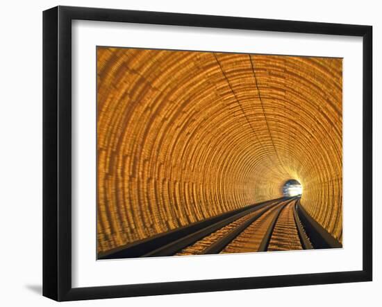 Blurred Motion Light Trails in an Train Tunnel under the Huangpu Tiver Linking the Bund to Pudong, -Gavin Hellier-Framed Photographic Print