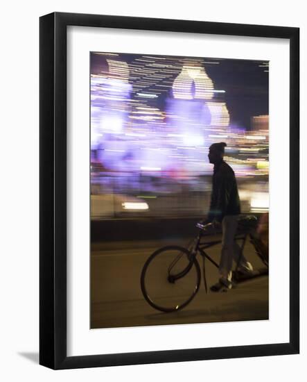 Blurred Motion of Traffic on Road in Amritsar, Punjab, India-David H. Wells-Framed Photographic Print