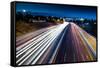 Blurred Tail Lights and Traffic Lights on Motorway-Caracarafoto-Framed Stretched Canvas