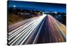 Blurred Tail Lights and Traffic Lights on Motorway-Caracarafoto-Stretched Canvas