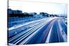 Blurred Tail Lights and Traffic Lights on Motorway-Caracarafoto-Stretched Canvas