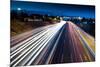 Blurred Tail Lights and Traffic Lights on Motorway-Caracarafoto-Mounted Photographic Print
