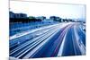 Blurred Tail Lights and Traffic Lights on Motorway-Caracarafoto-Mounted Photographic Print