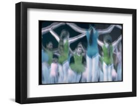 Blurry Timed Exposure of Children from New York City Ballet in Performance of Circus Polka-Gjon Mili-Framed Photographic Print